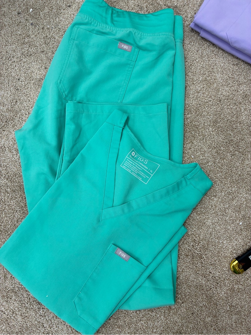 Figs V-Neck Scrub Top and Elastic-Waist Pants in Teal